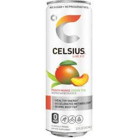 Order Celsius Peach Mango Green Tea 12oz Can food online from Speedway store, Greensburg on bringmethat.com