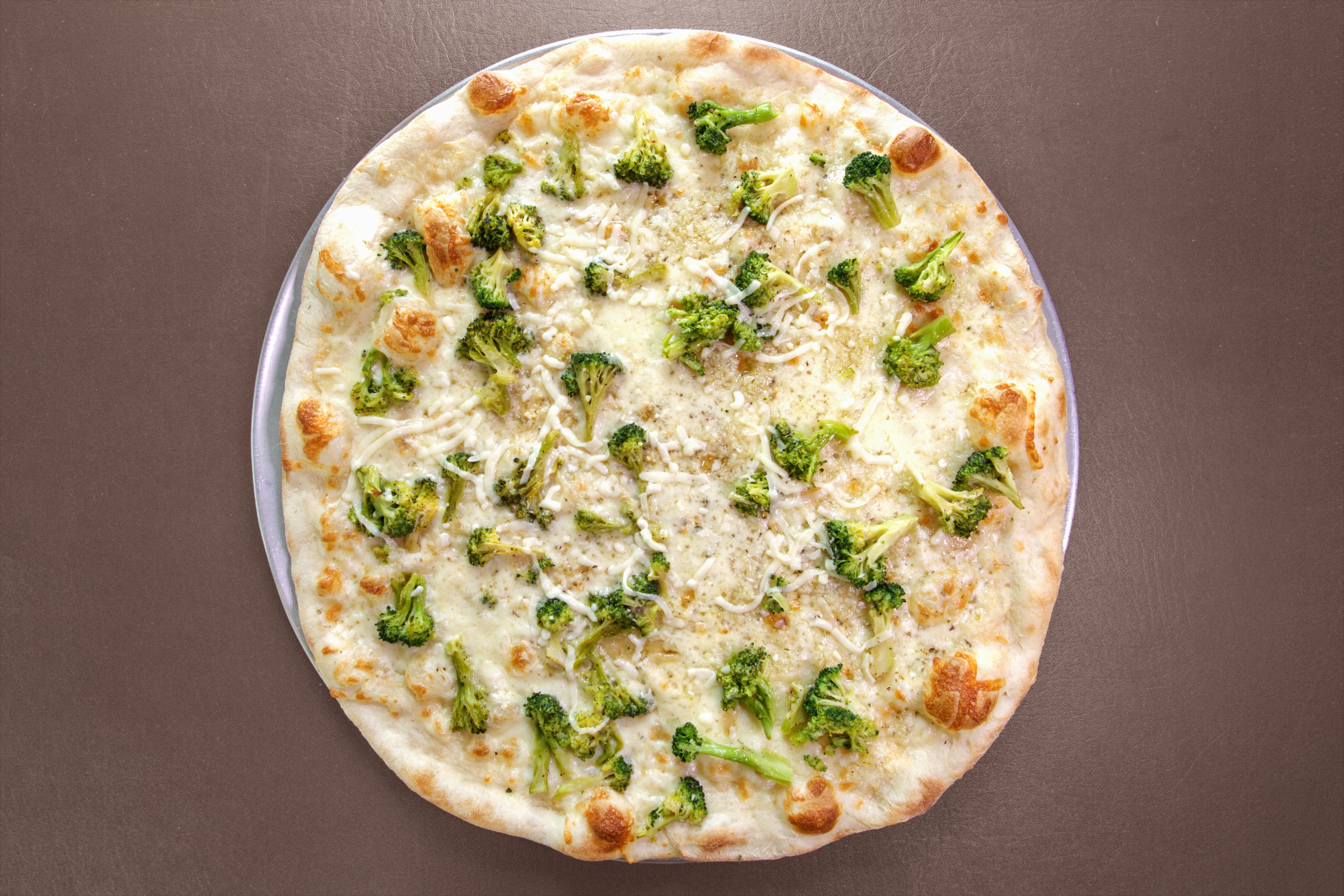 Order White Broccoli Pizza - Small 12" food online from King Pizza store, Fogelsville on bringmethat.com
