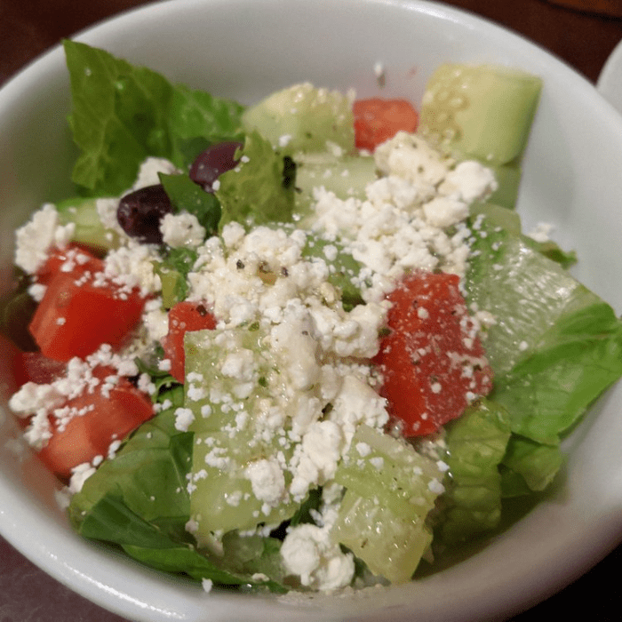 Order Small Greek Salad food online from Mozaic store, Santa Cruz on bringmethat.com