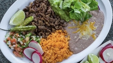 Order 12. Carne Asada Plate Combo food online from Armando Mexican Food store, Oceanside on bringmethat.com
