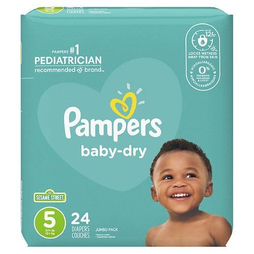 Order Pampers Baby Dry Diapers Size 5 - 24.0 ea food online from Walgreens store, Litchfield on bringmethat.com