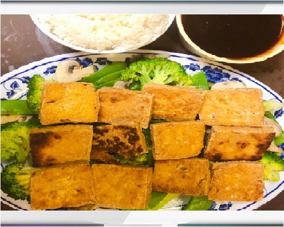 Order 36. Grilled Tofu with Green Triple Jade food online from Red Apple Chinese Restaurant store, Waterloo on bringmethat.com