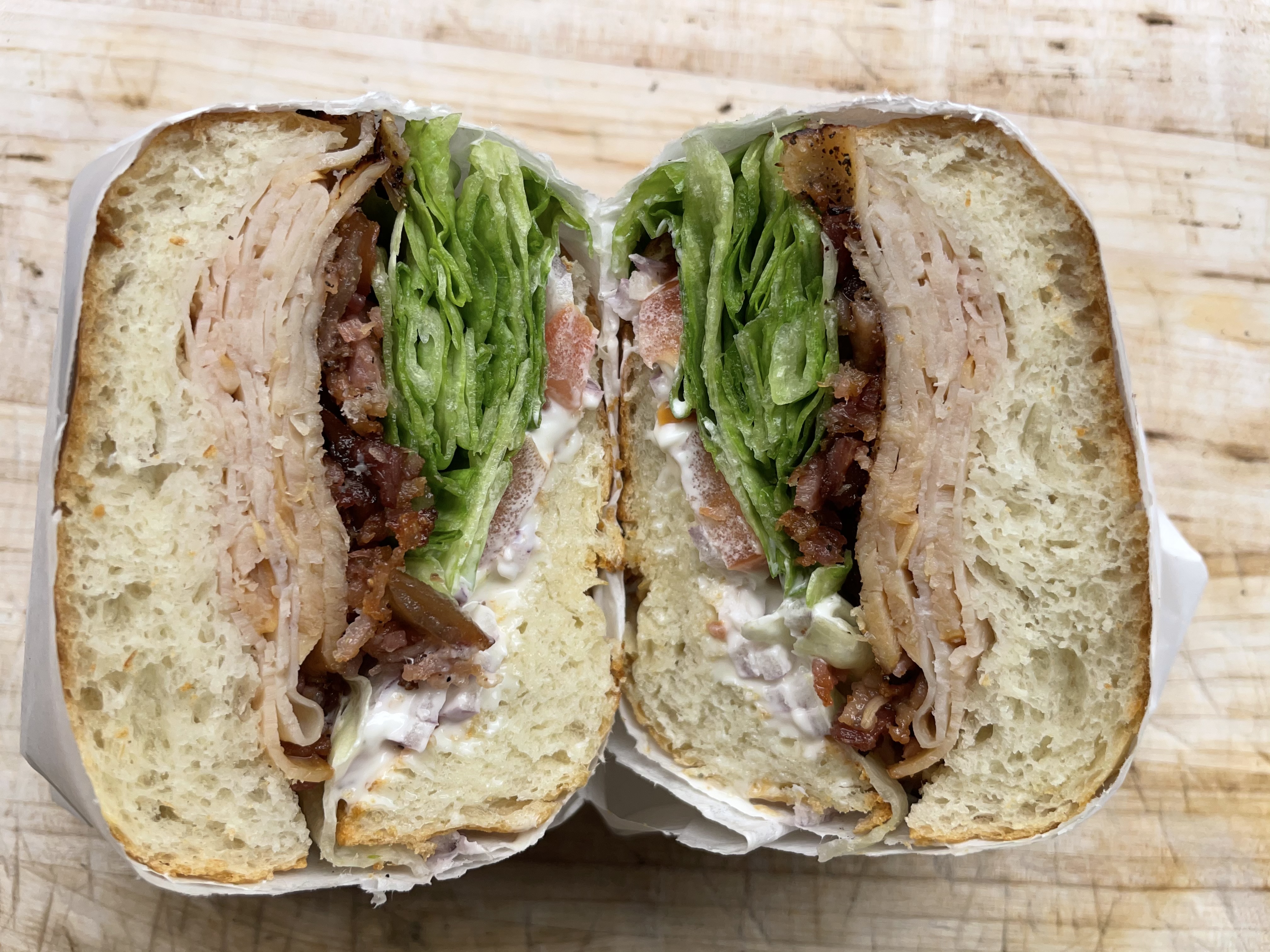 Order Turkey Club Sandwich(with Bacon) food online from La Vals Pizza store, Alameda on bringmethat.com