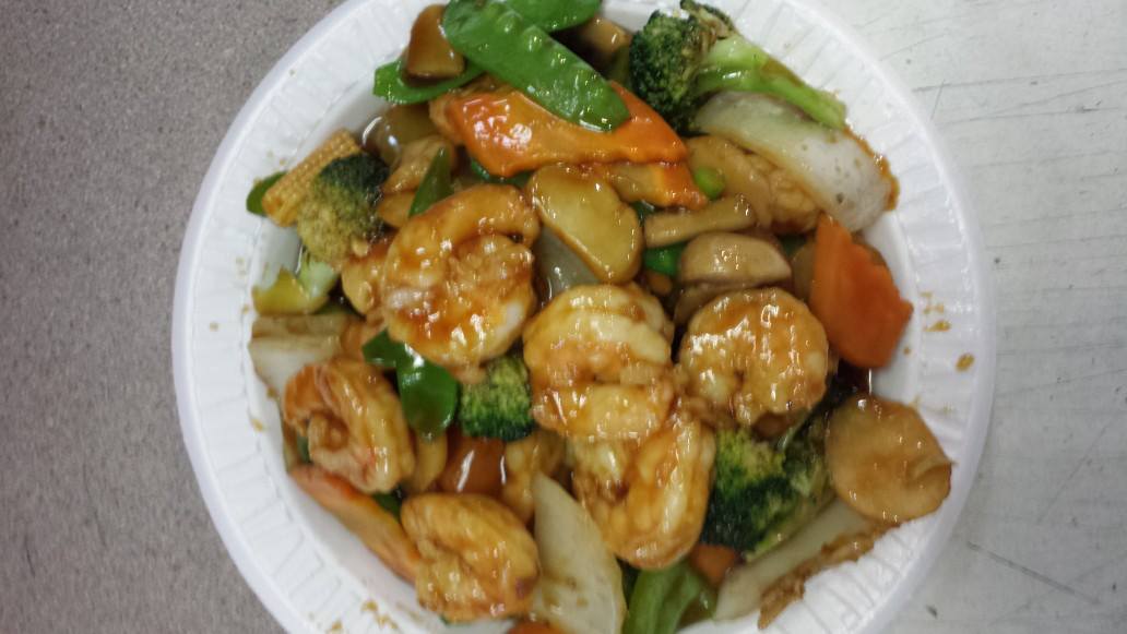 Order No.18. Shrimp with Mixed Vegetables Combo Plate food online from Wah Sing store, Mahwah on bringmethat.com
