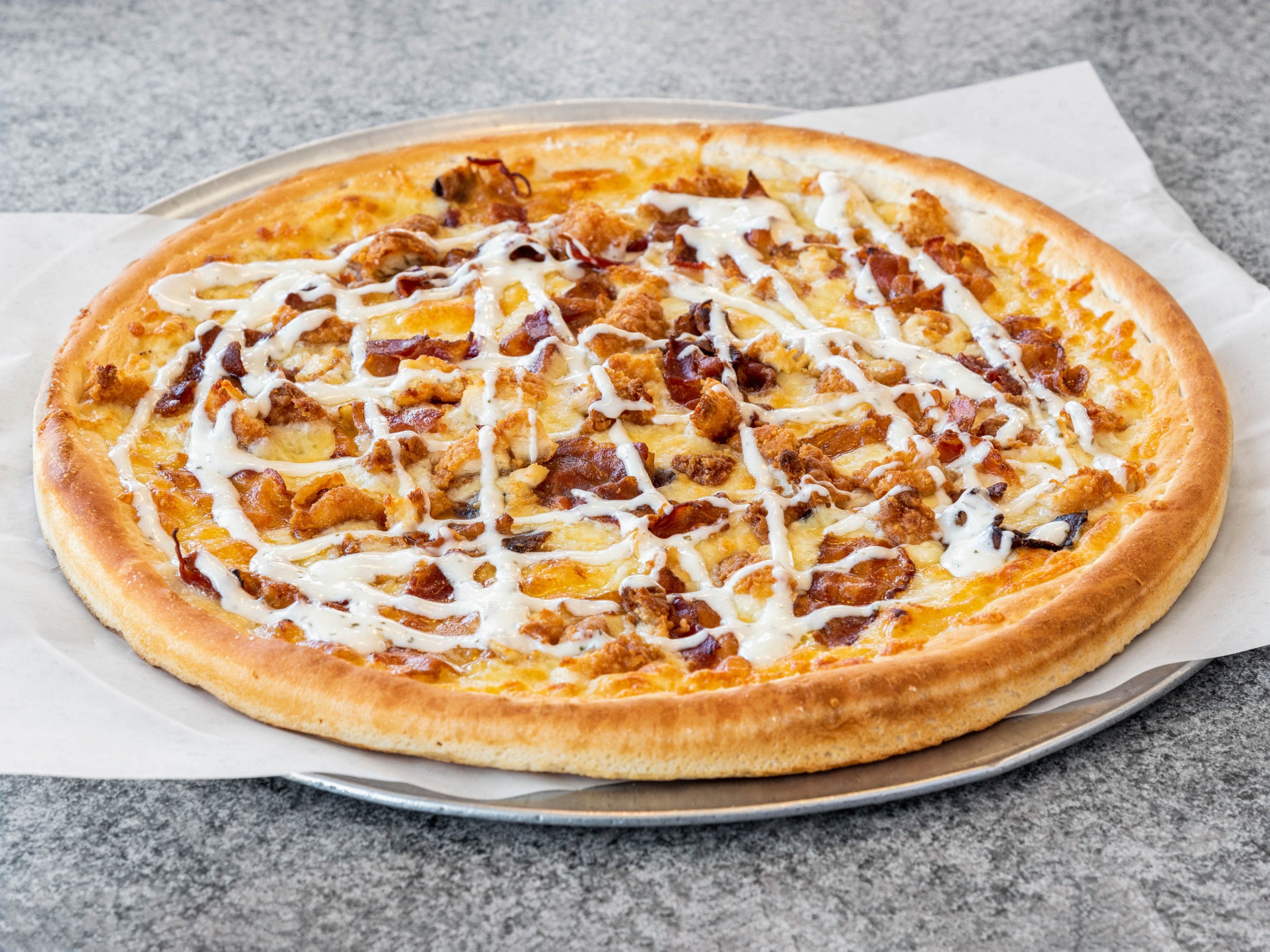Order Chicken bacon ranch pizza  food online from Olympic Pizza store, Arlington on bringmethat.com