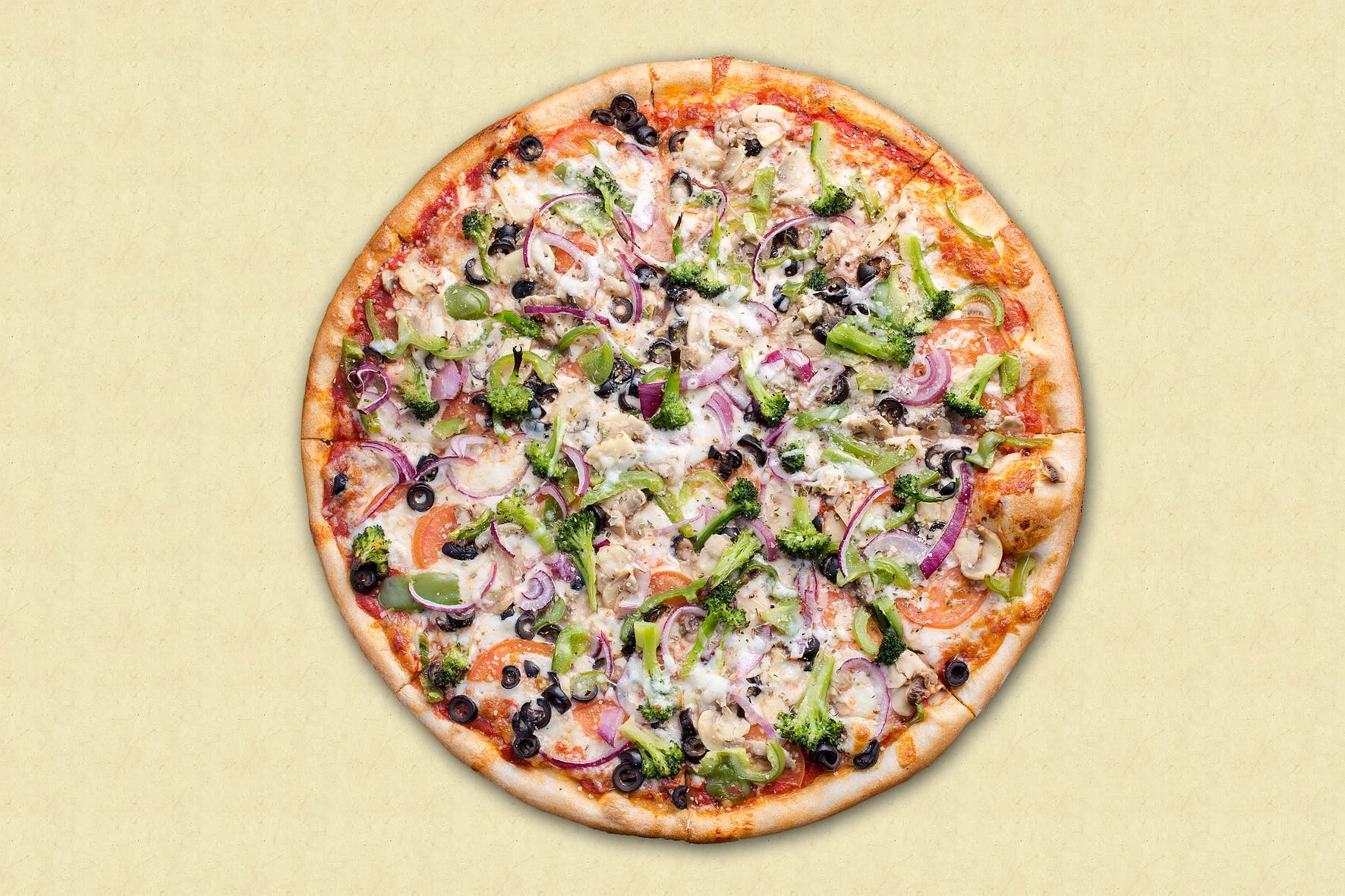 Order Veggie Lover's Pizza - Medium 12" (6 Slices) food online from Pizza Bella store, Albany on bringmethat.com