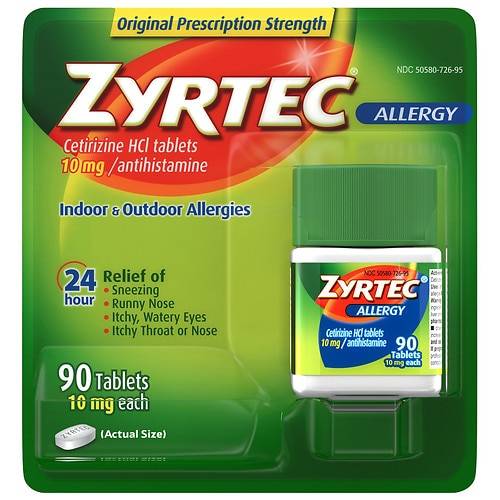 Order Zyrtec 24 Hour Allergy Relief Tablets - 90.0 ea food online from Walgreens store, DALLAS on bringmethat.com