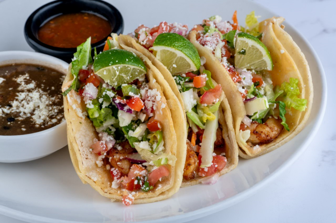 Order Baja Fish Tacos - Shrimp food online from Thirsty Lion Gastropub store, Denver on bringmethat.com