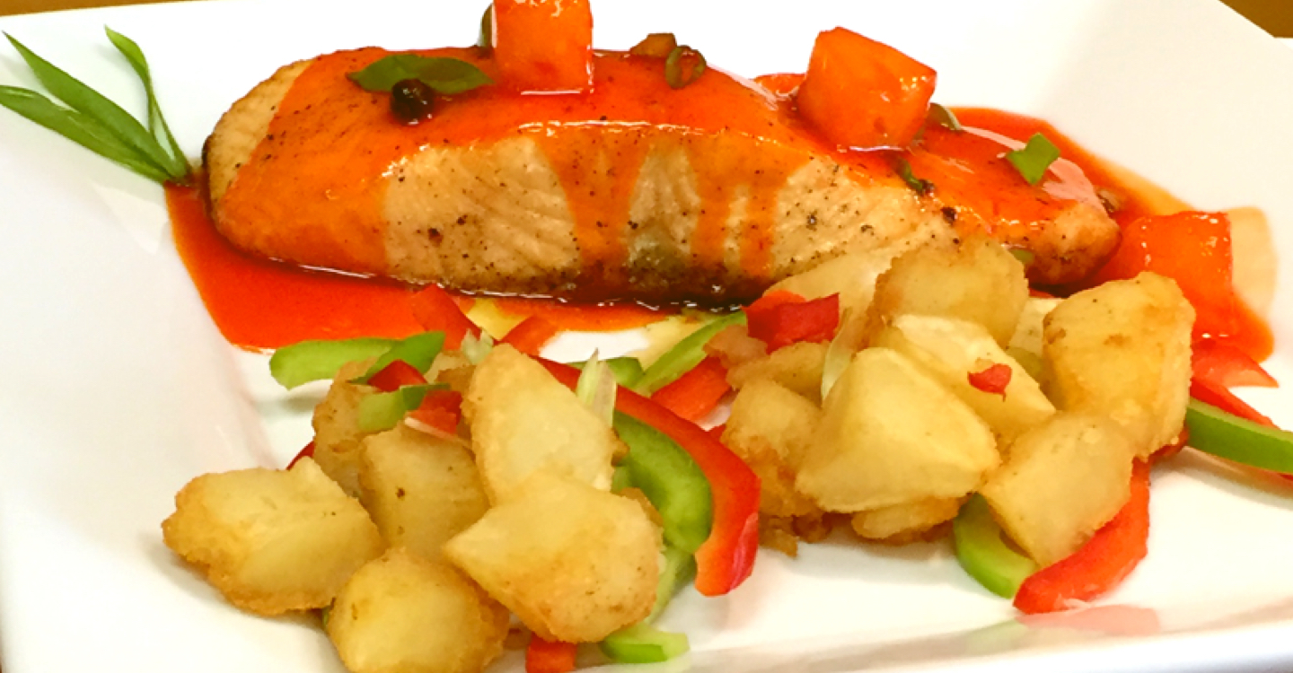 Order Sweet & Sour Salmon  food online from Pimento Grill store, Maplewood on bringmethat.com