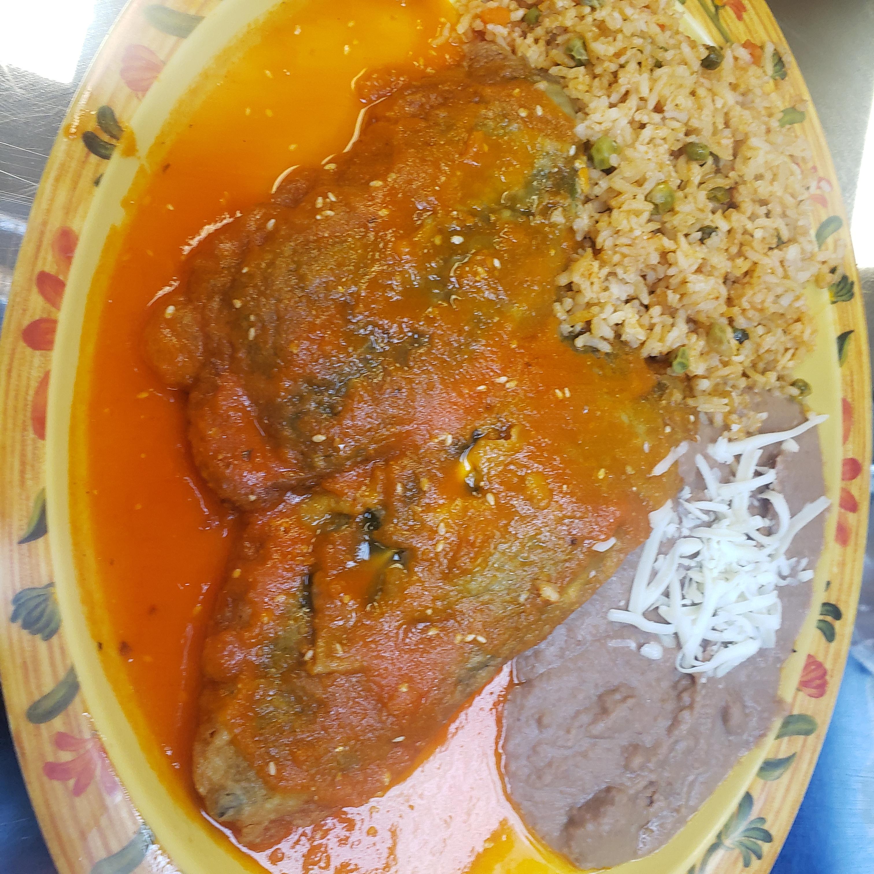 Order 2 Chiles Rellenos platter food online from Tony Tacos Downtown store, Bloomington on bringmethat.com