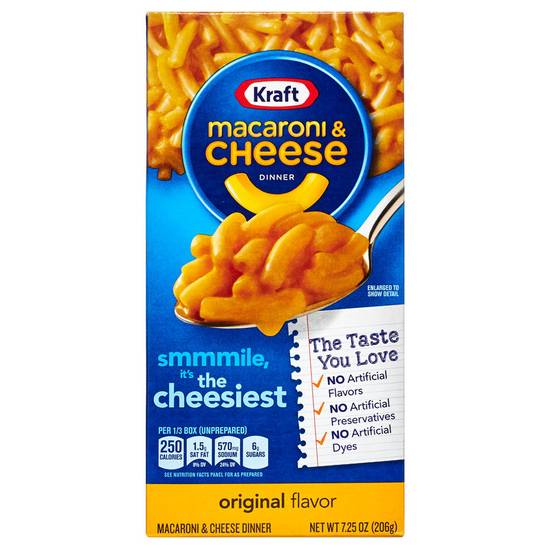 Order Kraft Original Flavor Macaroni & Cheese Dinner 7.25oz food online from Everyday Needs by Gopuff store, Redding on bringmethat.com