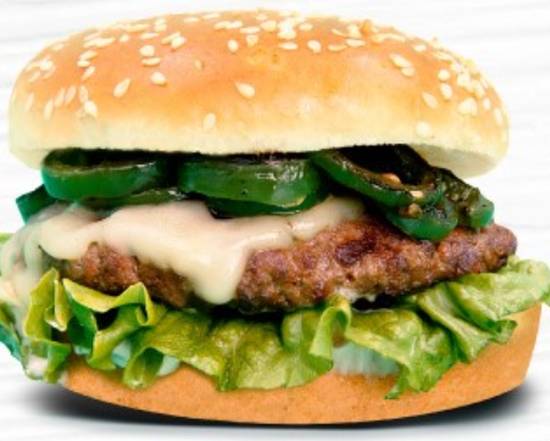 Order Caliente Spicy Burger food online from Burgerim store, Corona on bringmethat.com