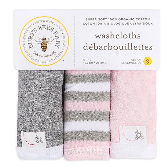 Order Burt's Bees Baby® 3-Pack Organic Cotton Washcloths in Blossom food online from buybuy BABY store, Fresno on bringmethat.com