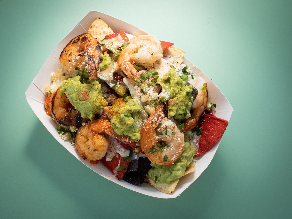 Order SHRIMP NACHOS food online from LoLo's Seafood Shack store, New York on bringmethat.com