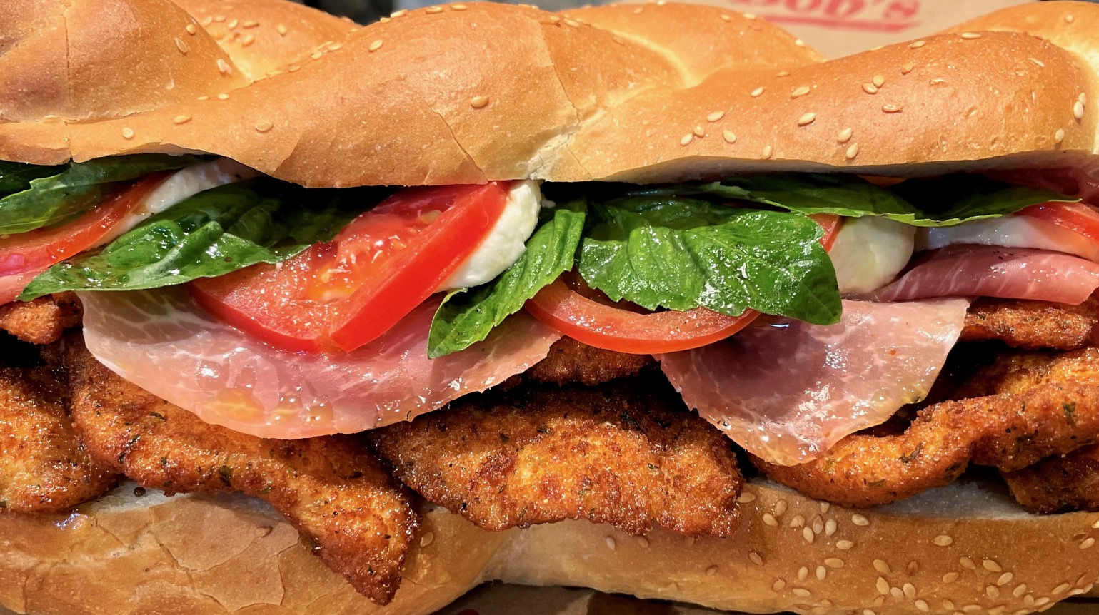 Order Chicken Cutlet and Prosciutto Milanese Caprese Sandwich food online from Bob'S Italian Foods store, Medford on bringmethat.com