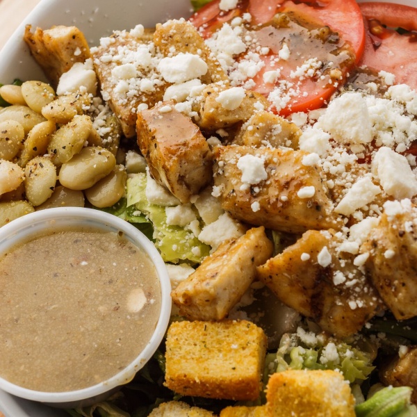 Order Greek Chicken Salad food online from Bullchicks store, Baton Rouge on bringmethat.com