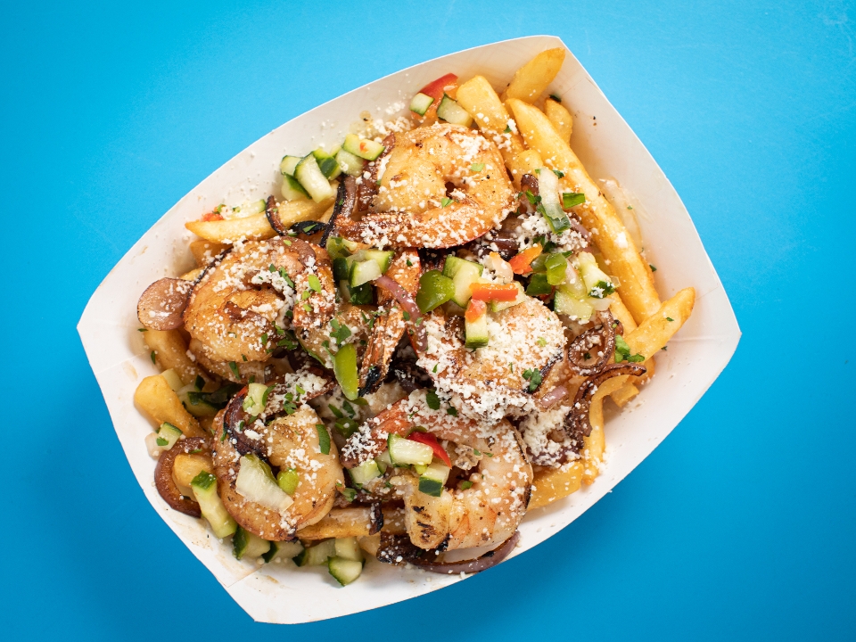 Order LOADED SHRIMP AND QUESO FRIES food online from LoLo's Seafood Shack store, New York on bringmethat.com
