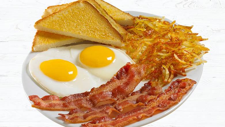 Order 2 Eggs & Applewood Smoked Bacon food online from Huddle House store, Chickamauga on bringmethat.com