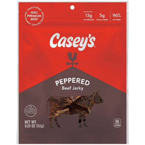 Order Casey's Peppered Beef Jerky 3.25oz food online from Caseys Carry Out Pizza store, Van Meter on bringmethat.com
