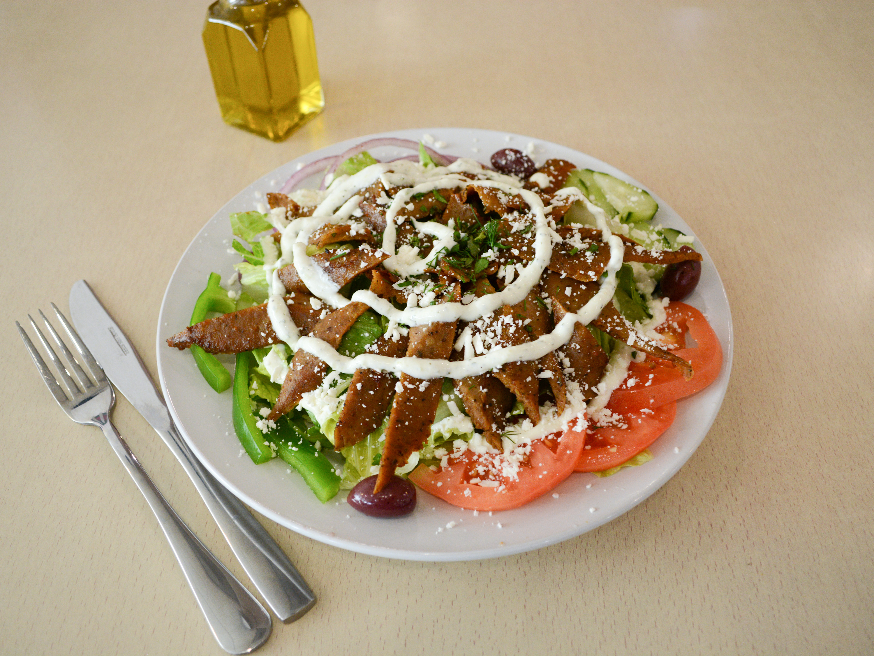 Order 18. Gyro Salad food online from Mint & Olives store, Seattle on bringmethat.com