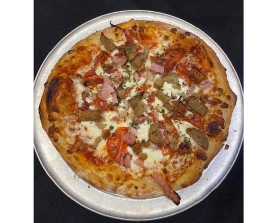 Order 10"  5 meat Pizza food online from The Quarter Bar & Grill store, Addison on bringmethat.com