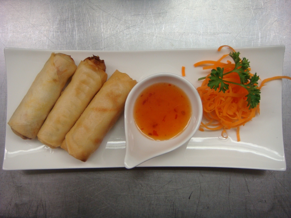 Order A9. Crispy Vegetable Spring Rolls(3) -3PD food online from Chaang Thai Restaurant store, Morgantown on bringmethat.com