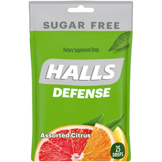 Order Halls Defense Assorted Citrus Sugar Free Vitamin C Drops (25 ct) food online from Rite Aid store, Placerville on bringmethat.com