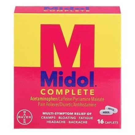 Order Midol Menstrual Symptom Relief Tablets (16 count) food online from 7-Eleven By Reef store, Atlanta on bringmethat.com