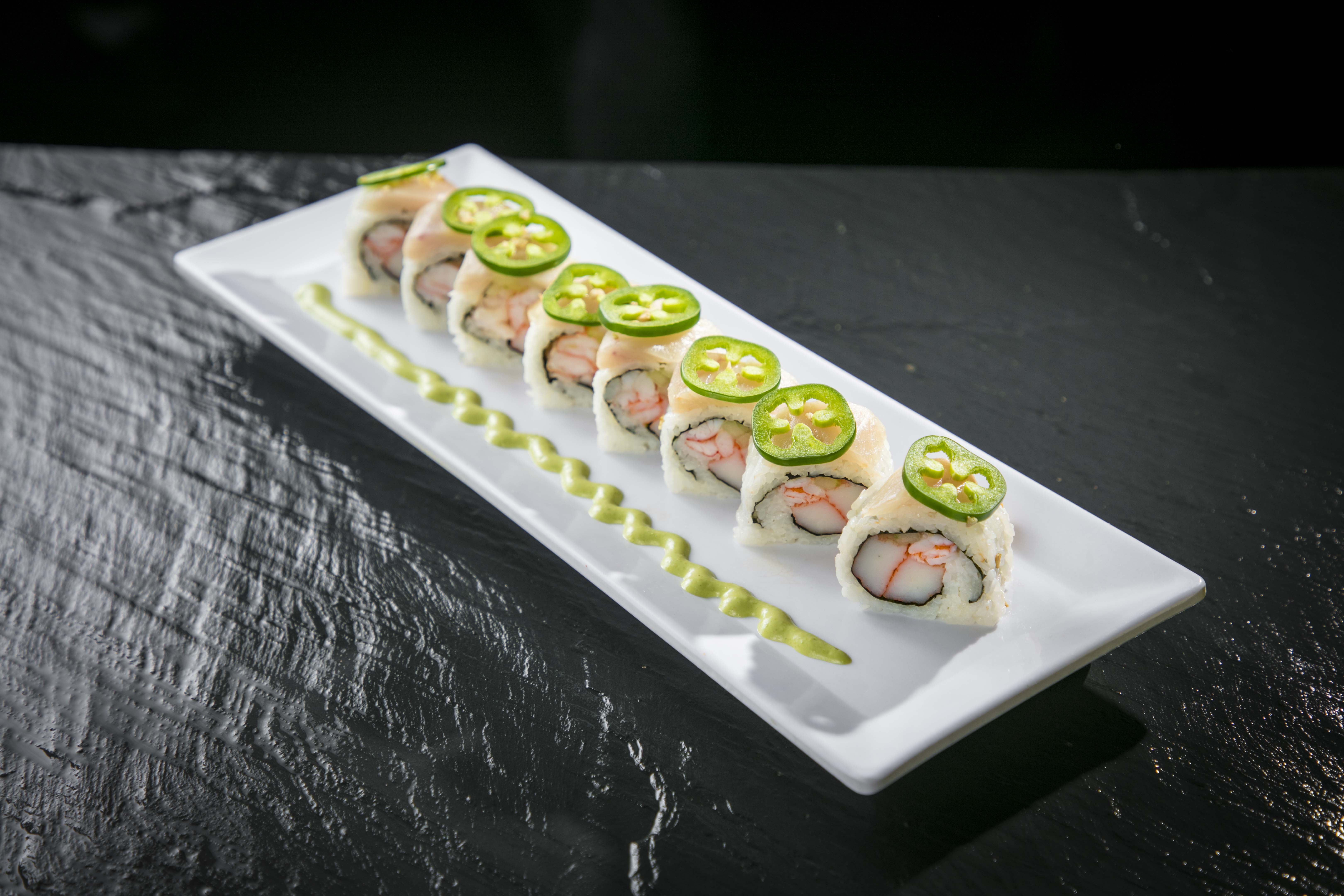 Order Yellowtail Jalapeno Roll food online from Sushi Okoku store, Riverside on bringmethat.com