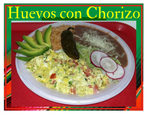 Order Huevos and Chorizo Combination Platter food online from El Grullo Restaurant store, Mesa on bringmethat.com