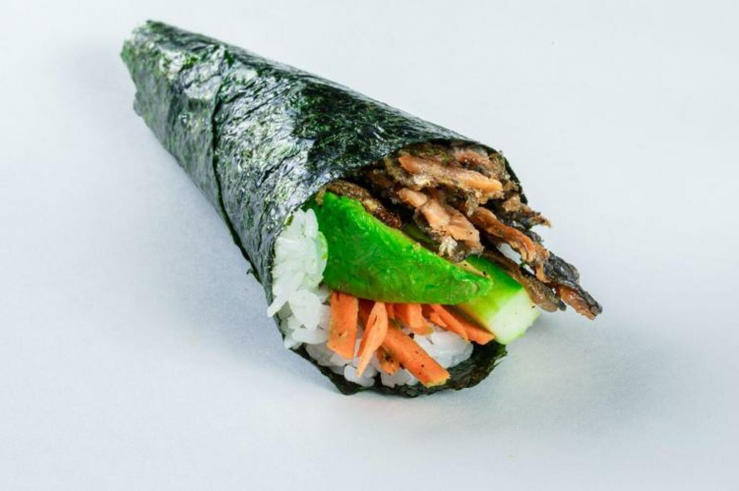 Order (c110) Salmon Skiin Hand Roll food online from Sushi Stop store, Los Angeles on bringmethat.com