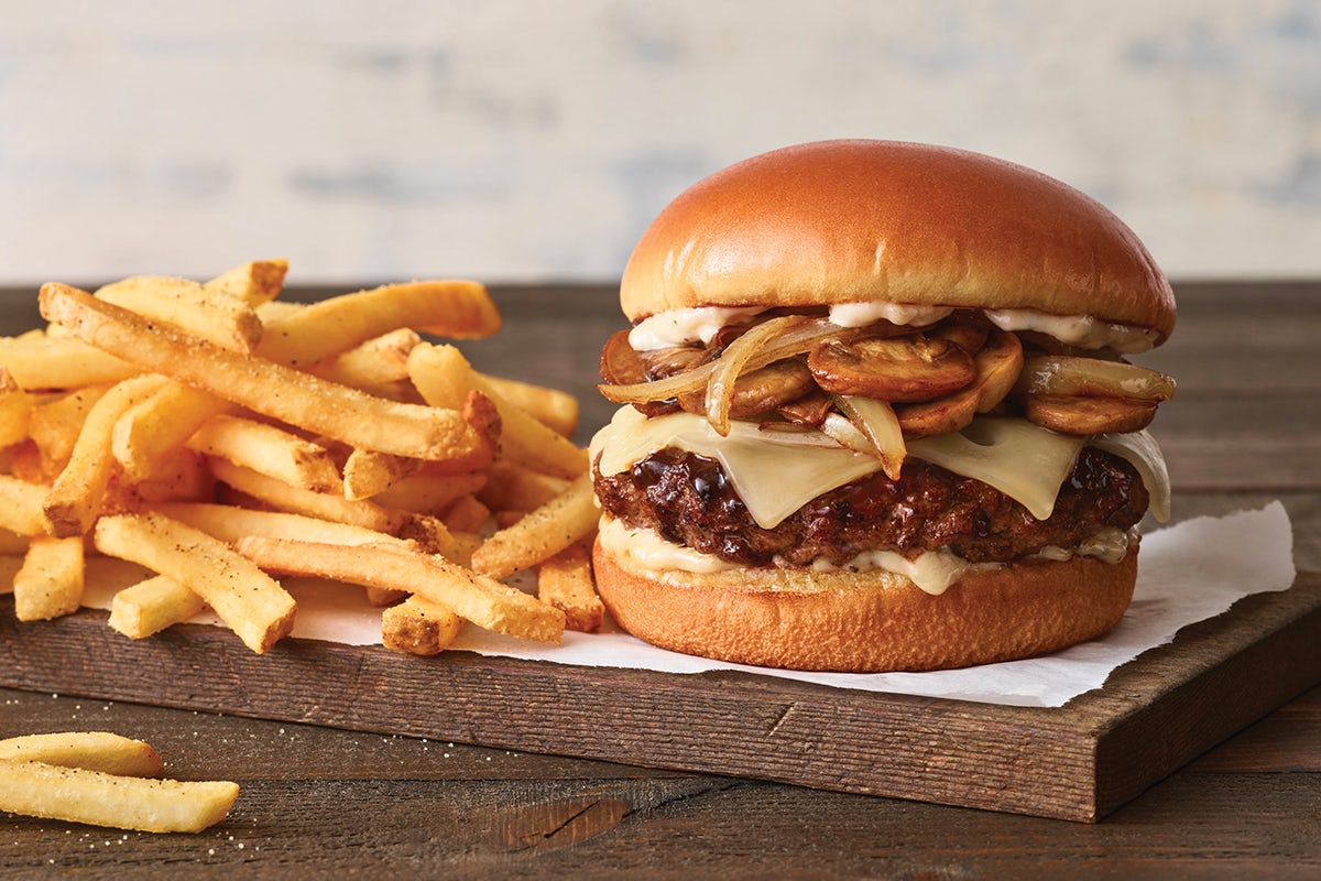 Order NEW Bourbon Street Mushroom Swiss Burger food online from Applebee store, Nottingham on bringmethat.com