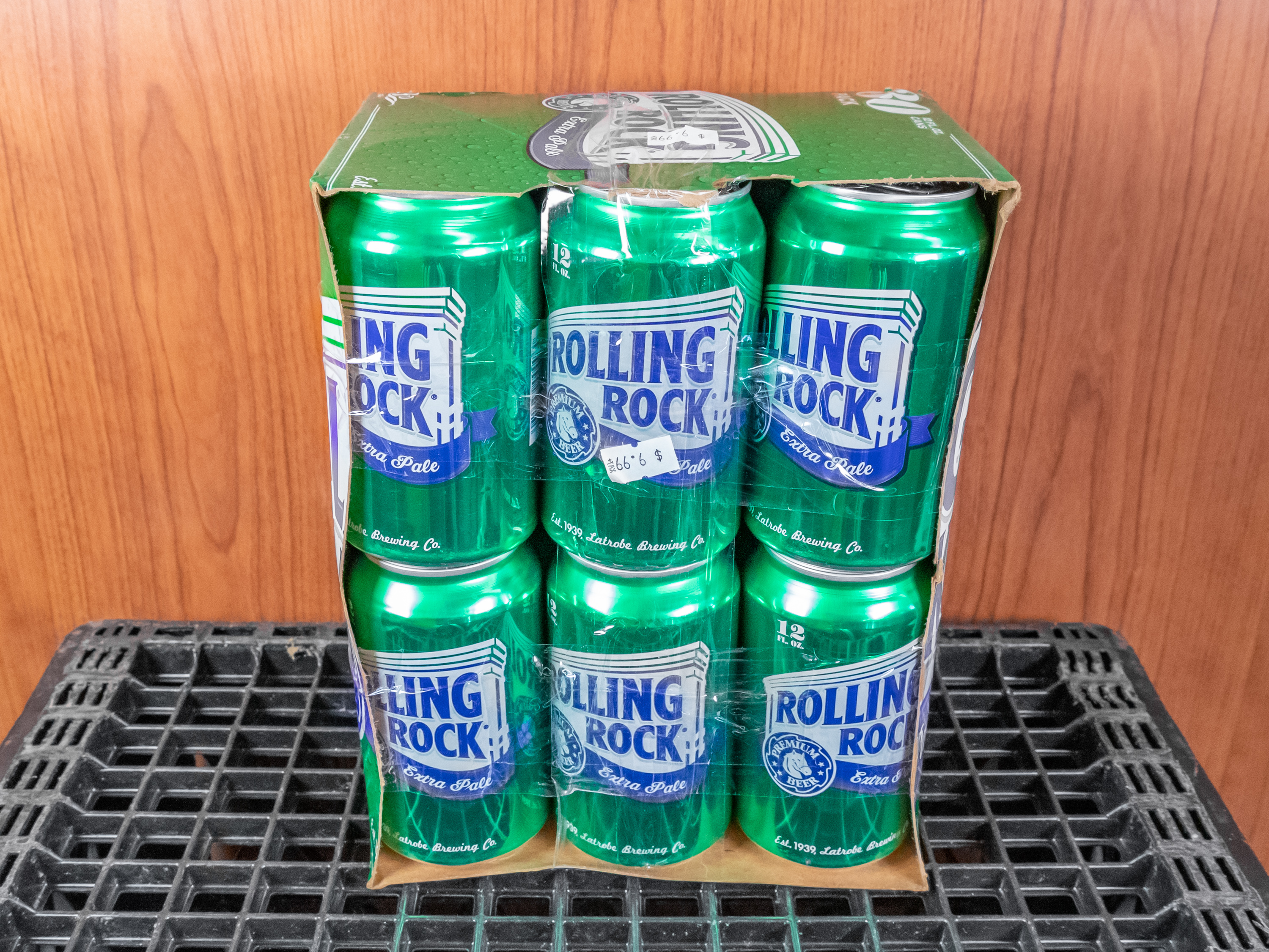 Order Rolling Rock, 12 fl. oz. Can - 6 Pack  food online from Speedway Liquor store, Mesa on bringmethat.com