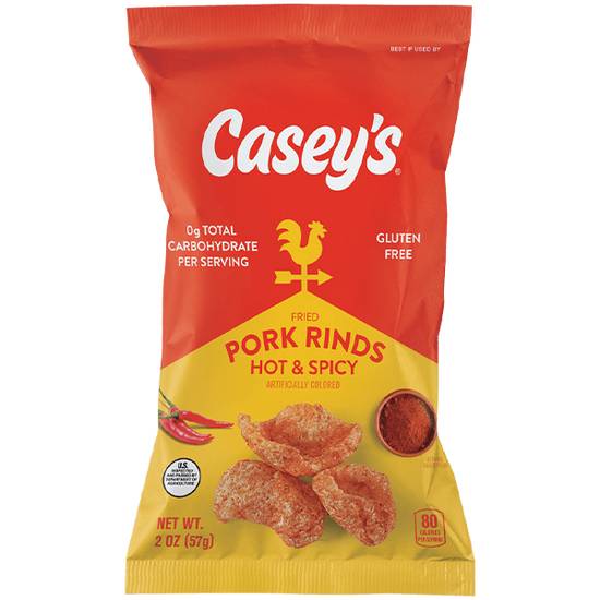 Order Casey's Hot & Spicy Pork Rinds 2oz food online from Casey's store, Peru on bringmethat.com