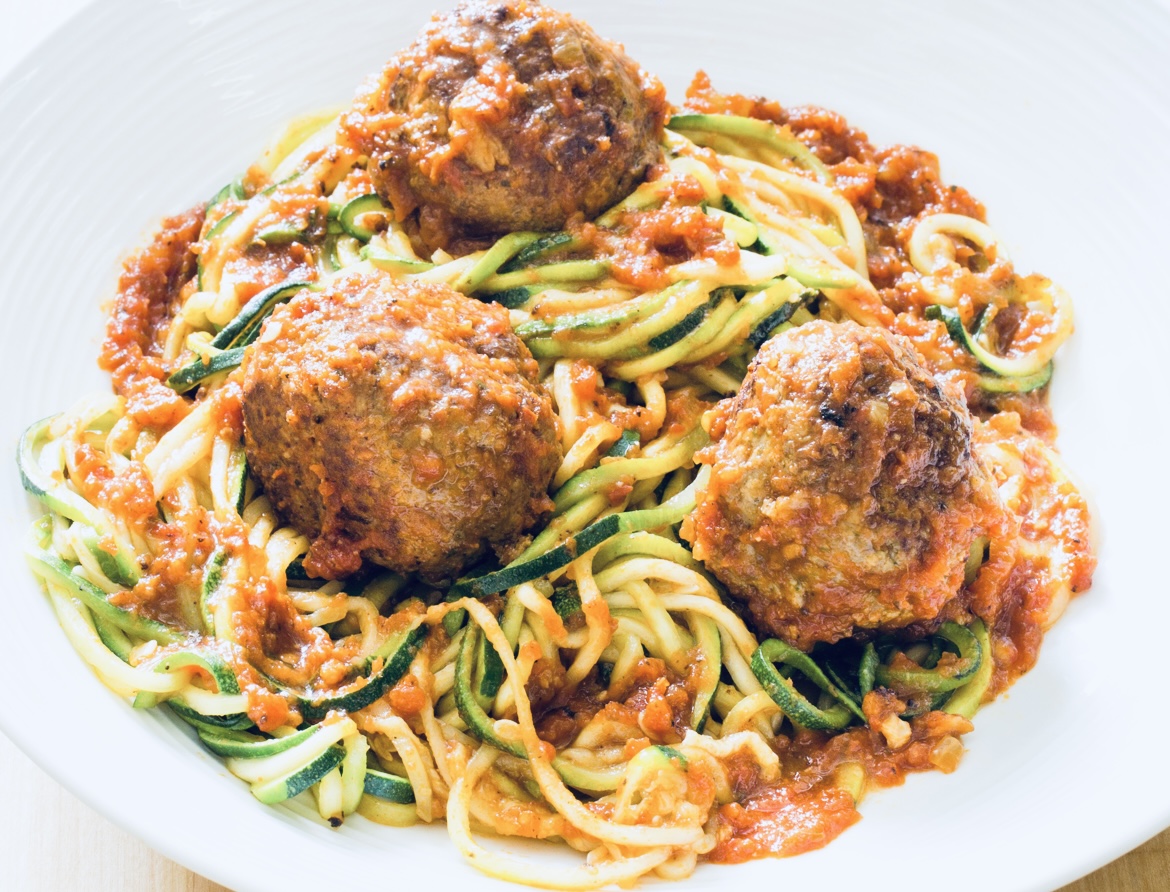 Order Meatballs with zucchini Zoodles  food online from Good health cafe store, New York on bringmethat.com