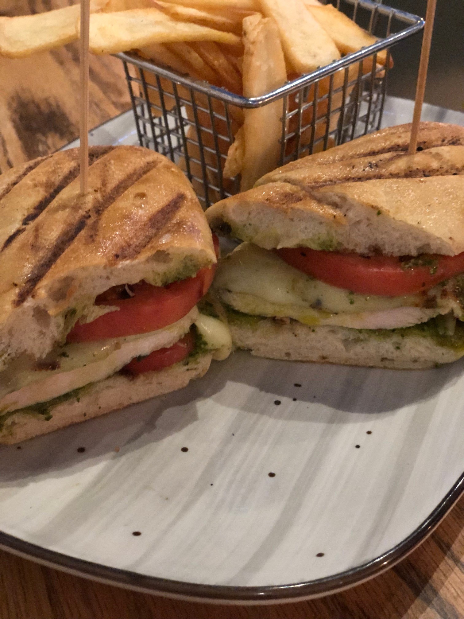 Order Chicken Caprese Sandwich food online from Bonfire Grille store, Milford on bringmethat.com
