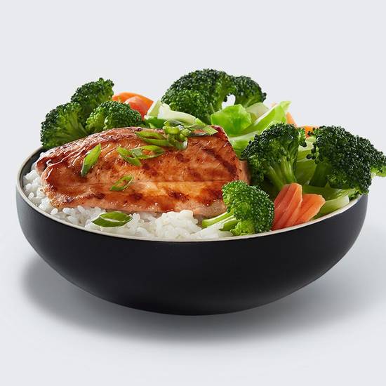 Order Salmon Veggie Bowl food online from Waba Grill store, Bell Gardens on bringmethat.com