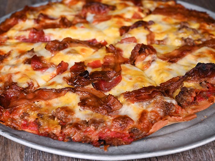Order Bacon Cheeseburger Pizza - Individual 7'' food online from Chicago Dough Company store, Richton Park on bringmethat.com