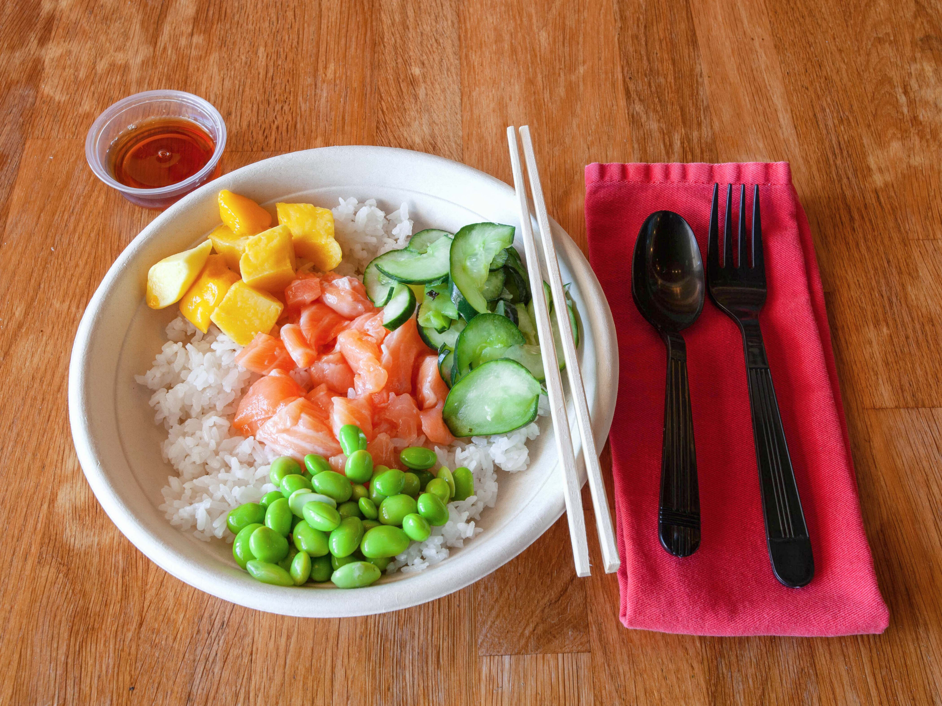 Order Kids, 1 Protein Bowl food online from Poke Tiki store, Tustin on bringmethat.com