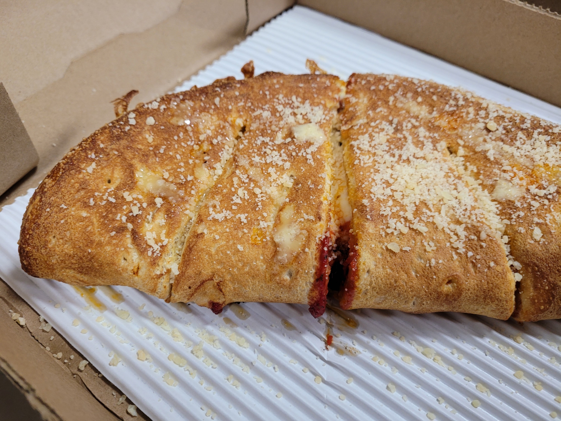Order Steak, Onion, Mayo and Mozzarella Cheese Calzone food online from Dolly Pizza Walled Lake store, Walled Lake on bringmethat.com