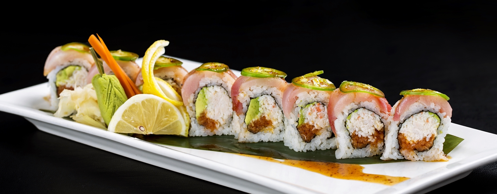 Order Sunset Roll food online from PB Sushi store, San Diego on bringmethat.com