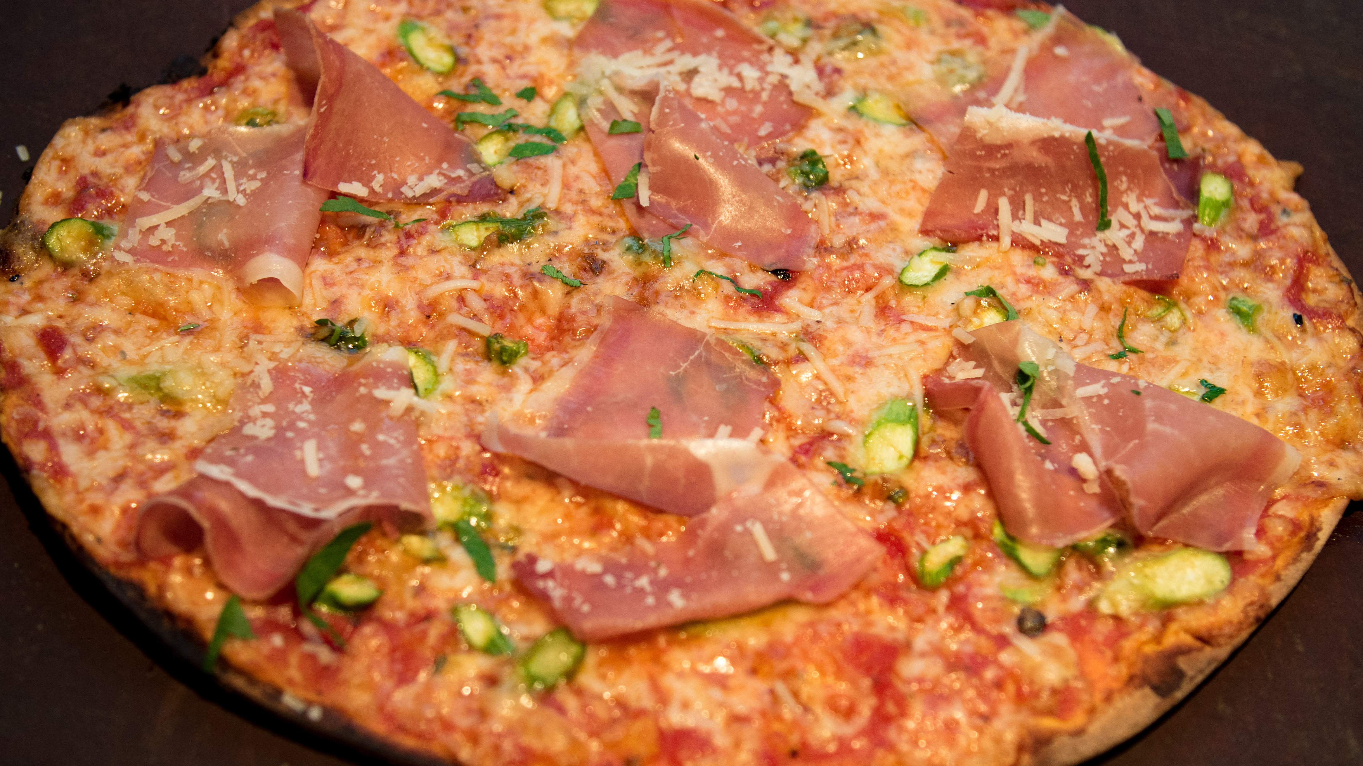 Order Prosciutto, Asparagus and Parmesan Pizza food online from Waldy's wood fired pizza store, New York on bringmethat.com