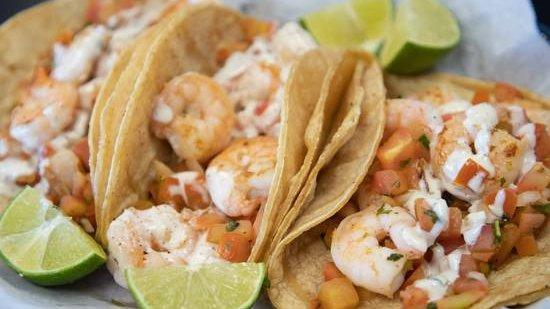 Order * Baja Shrimp Taco food online from Burros & Fries store, Chula Vista on bringmethat.com