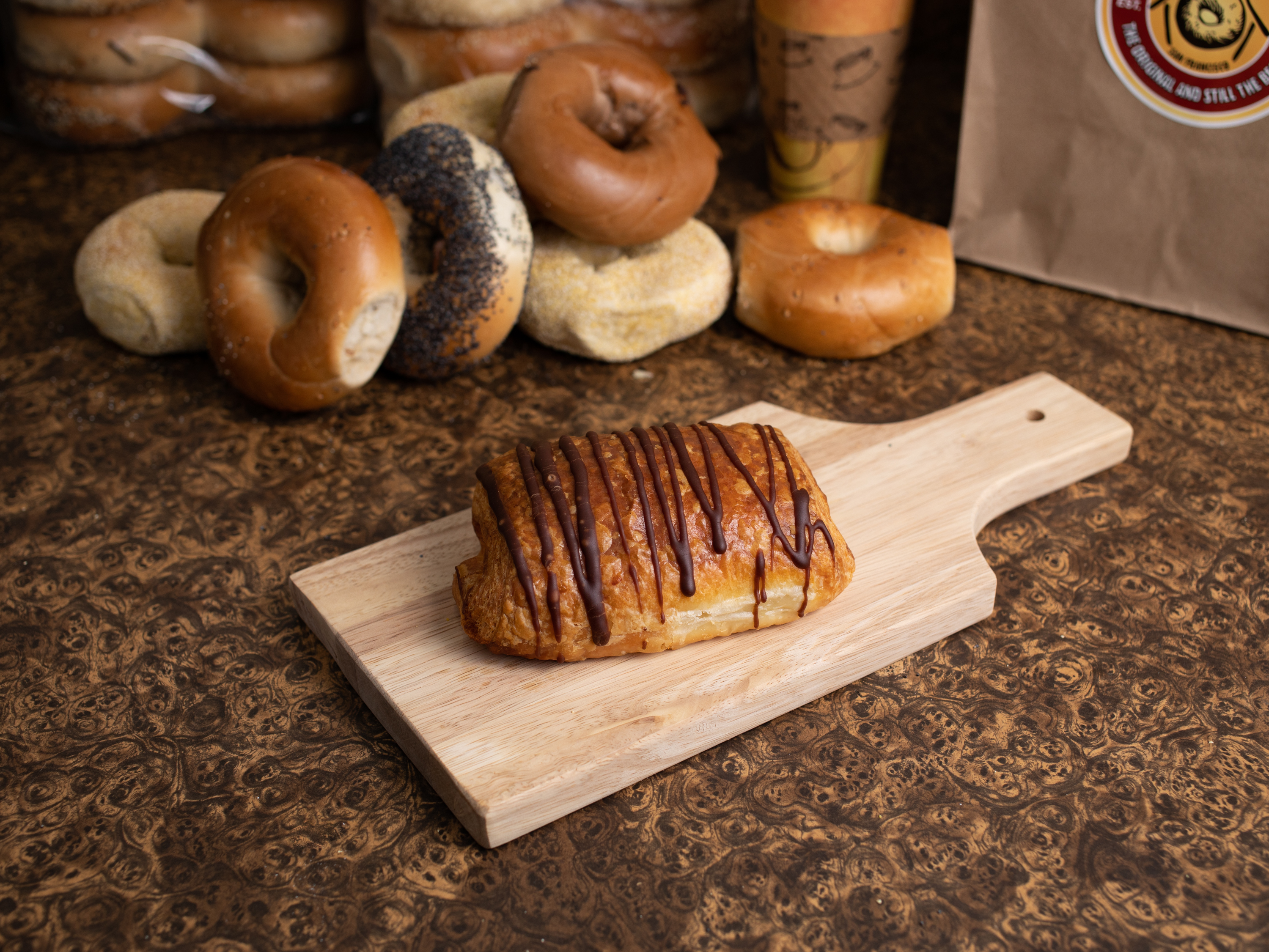 Order Chocolate Croissant food online from House Of Bagels store, San Francisco on bringmethat.com