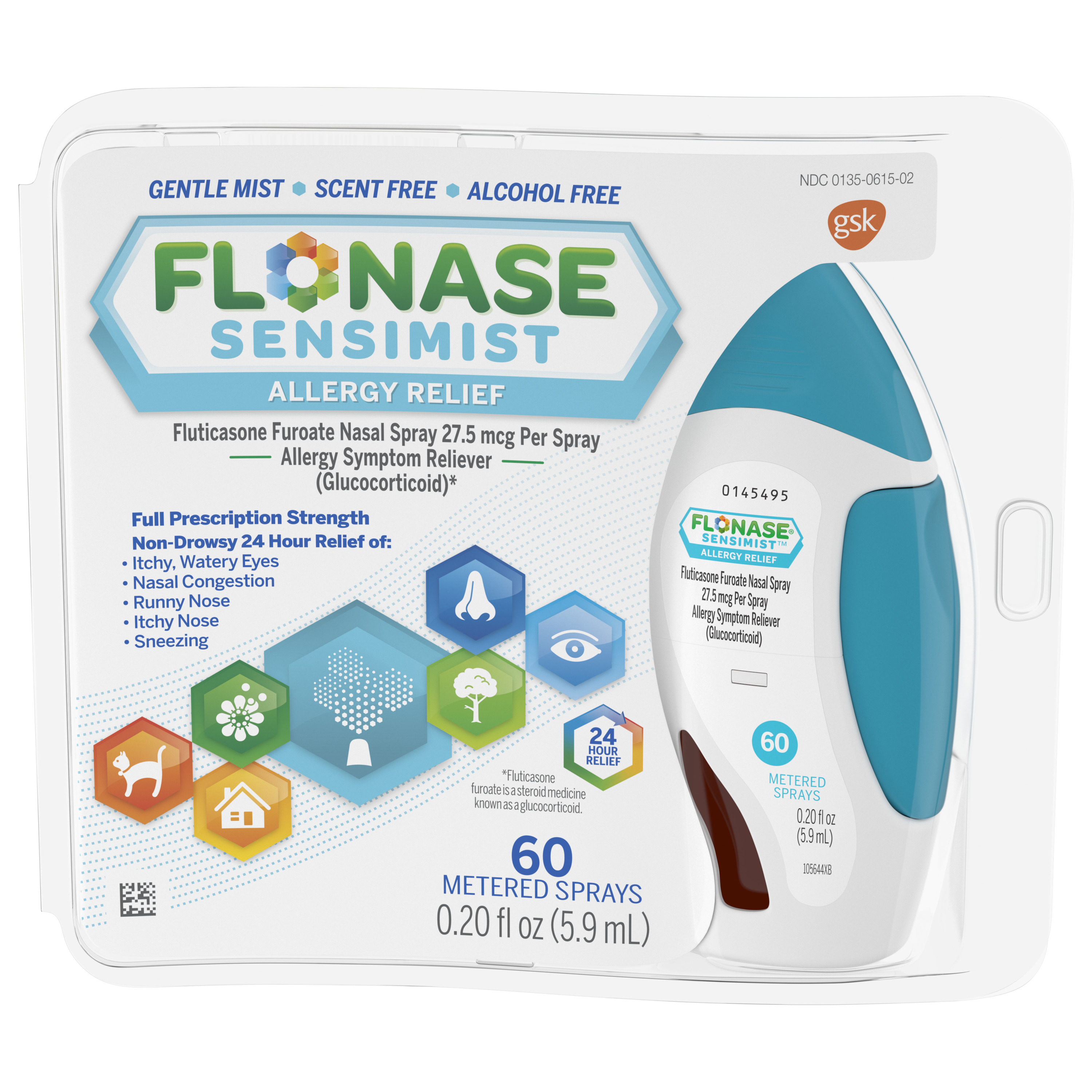 Order Flonase Sensimist 24hr Allergy Relief Nasal Spray, Gentle Mist, Scent-Free - 60 Sprays food online from Rite Aid store, Cathedral City on bringmethat.com