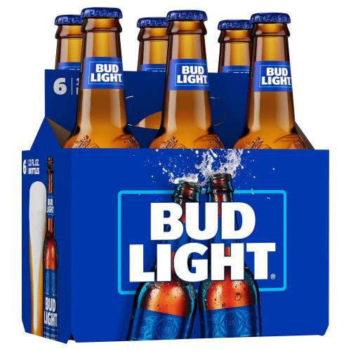 Order Bud Light · Domestic Lager Beer (6 x 12 fl oz) bottles food online from D & B Liquor store, Olmos Park on bringmethat.com