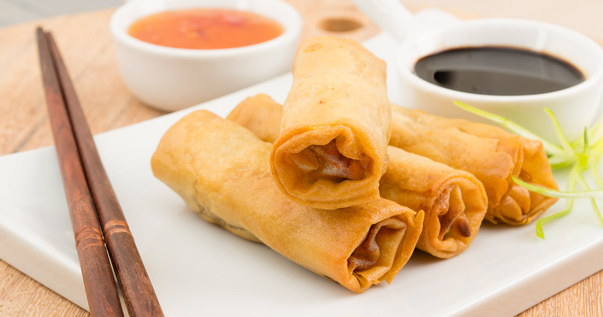 Order 202. 2 Vegetable Spring Rolls food online from Iron Chef store, Phoenix on bringmethat.com