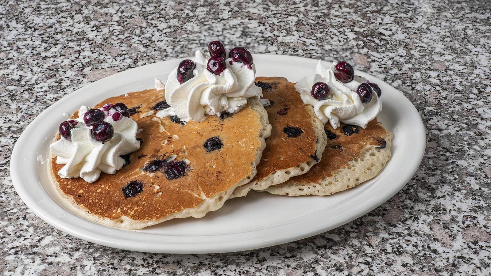 Order Blueberry Hotcakes food online from The Original Mels store, Rocklin on bringmethat.com