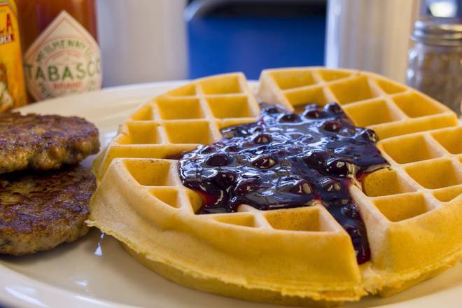 Order Waffle with Blueberry Topping food online from Bob & Edith Diner store, Lee on bringmethat.com