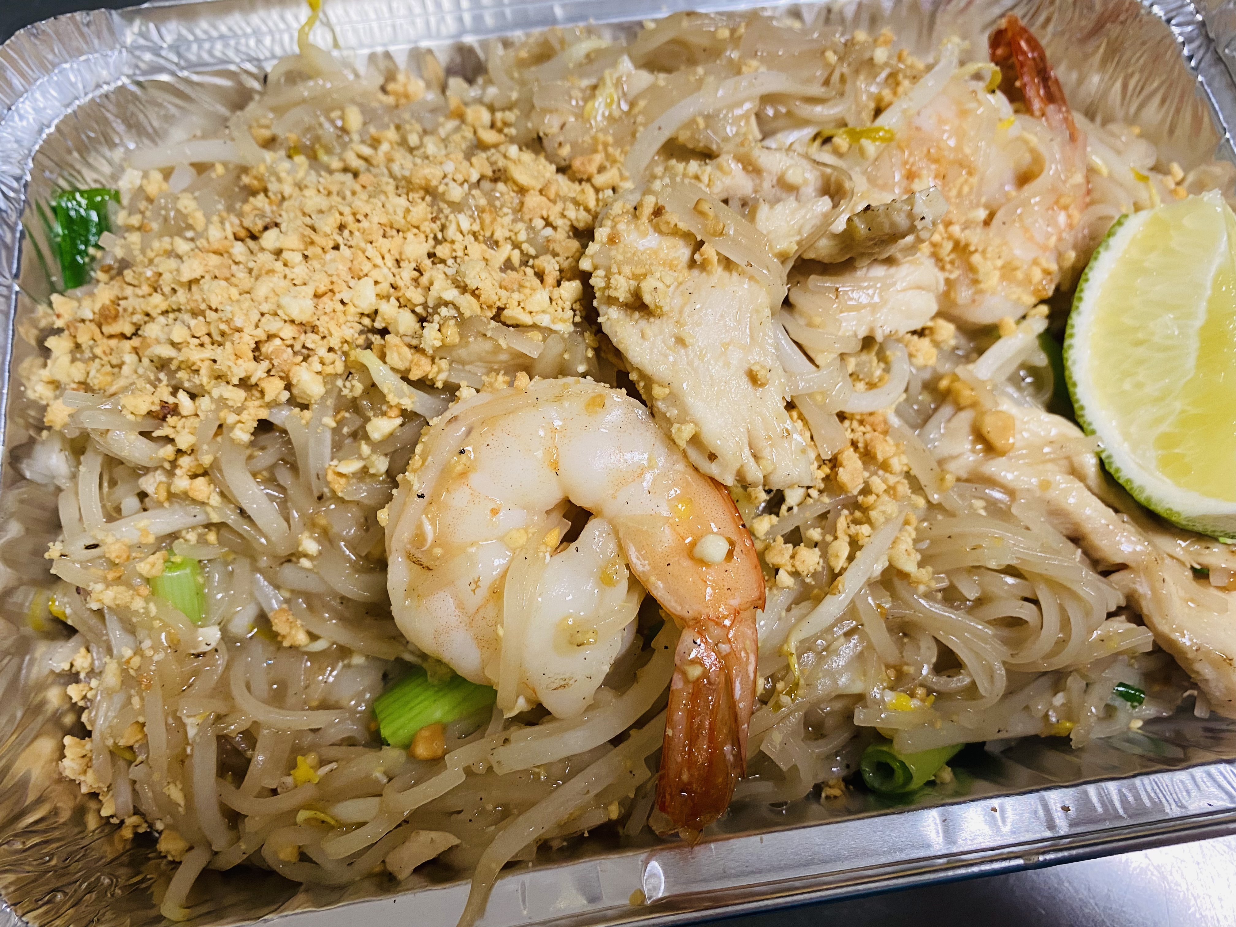 Order (D) Pad Thai Chicken and Shrimp food online from Spice Thai Kitchen store, Ipswich on bringmethat.com